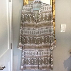 J Jill XL button down long sleeve shirtdress /duster 100% rayon